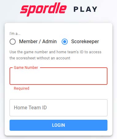 Spordle Play Scorekeeper Interface